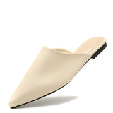 Flat Shoes 2019 Fashion Mules For Women PU Leather Pointed Toe Slip On Flip Flops Women Slipper Summer Sandals Women's Shoes