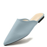 Flat Shoes 2019 Fashion Mules For Women PU Leather Pointed Toe Slip On Flip Flops Women Slipper Summer Sandals Women's Shoes
