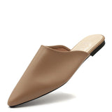 Flat Shoes 2019 Fashion Mules For Women PU Leather Pointed Toe Slip On Flip Flops Women Slipper Summer Sandals Women's Shoes