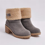 LZJ 2019 women's boots new winter outdoor warm and comfortable fur boots women snow boots thick heel shoes fashion ankle boots