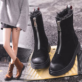 Women's Short Boots Platform 2019 Lady Winter Martin Boot Mid-Tube Warm Fur Shoes Stylish Outdoor Skiing Low Heel Botas Suede