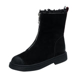 Women's Short Boots Platform 2019 Lady Winter Martin Boot Mid-Tube Warm Fur Shoes Stylish Outdoor Skiing Low Heel Botas Suede