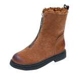 Women's Short Boots Platform 2019 Lady Winter Martin Boot Mid-Tube Warm Fur Shoes Stylish Outdoor Skiing Low Heel Botas Suede