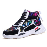 Korean Version High-top Sneakers Ins Old Shoes Trend Light Flower Cloth Shoes Outdoor Leisure Shoes Sports Men's Casual Shoes