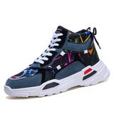 Korean Version High-top Sneakers Ins Old Shoes Trend Light Flower Cloth Shoes Outdoor Leisure Shoes Sports Men's Casual Shoes