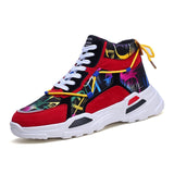 Korean Version High-top Sneakers Ins Old Shoes Trend Light Flower Cloth Shoes Outdoor Leisure Shoes Sports Men's Casual Shoes