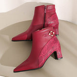 New women's autumn boots Snake Print Stitching Color Chunky Heels  Side Zipper Boots Women High-Heeled Shoes zapatos mujer 2019