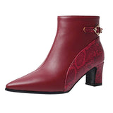 New women's autumn boots Snake Print Stitching Color Chunky Heels  Side Zipper Boots Women High-Heeled Shoes zapatos mujer 2019