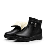 Dropshipping Fashion Winter Shoes Women's Genuine Leather Ankle Flat Boots Casual Comfortable Warm Woman Snow Boots Freeshipping