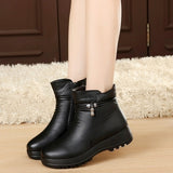 Dropshipping Fashion Winter Shoes Women's Genuine Leather Ankle Flat Boots Casual Comfortable Warm Woman Snow Boots Freeshipping