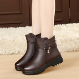 Dropshipping Fashion Winter Shoes Women's Genuine Leather Ankle Flat Boots Casual Comfortable Warm Woman Snow Boots Freeshipping